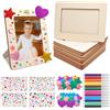 Suprbee 10 Pezzi Cornice per Foto Fai Da Te, Cornici in Legno DIY Bambini, Cornici In Legno Foto per Lavori di Artigianato con Adesivi di Pietre Glitterate, Penna ad Acquerello, Cornice da Tavolo 20 x 15 cm
