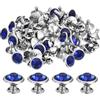 QUARKZMAN 60 Set Rivetti Cavi Strass, 11mm Piedini per Borse Cristallo Stud Borchie Rapido a Doppio Tappo per Artigianato Pelle Fai Da Te Tessuto Abbigliamento Cinture, Blu Scuro
