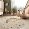 Paco Home Tappeto per cameretta bambino Effetto 3D Tappeto resistente Toni naturali, Dimensione:Ø 160 cm tondo, Colore:Sabbia (arcobaleno)
