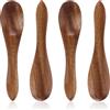 Gosknor 4 Pezzi Set di Cucchiai di Legno, 9cm Mini Cucchiai da Portata in Legno Cucchiaini da Miele per Mescolare Caffè Tè Barattolo Condimento Zucchero Utensili da Cucina da Cucina e da Portata