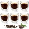 Zosenyer 6 Pezzi Tazzine Caffe Vetro, 150 ml Set Tazzine Caffè a Parete Doppia, Bicchierini Caffè Vetro è Adatta per la Preparazione di Latte di Matcha, Macchietto di Caramello, Espresso, Tè