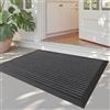 DEXI Zerbino Ingresso Esterno 50 x 80 cm, Tappeto per Porta Interno, Zerbini Antiscivolo Lavabile, Fondo in Gomma Impermeabile, Assorbente Tappeti per Corridoio, Balcone, Giardini, Grigio Strisce