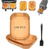 Hivio 230 pezzi di carta da forno Airfryer per Ninja Double Stack XL SL400EU/Ninja Foodi MAX Dual Zone AF400EU 9,5L, carta da forno per friggitrice ad aria calda e spazzola in silicone, senza BPA