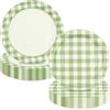 EVYIENEN 50 piatti di carta verde a quadretti, 2 disegni a quadretti, set di piatti di carta usa e getta, per autunno, Halloween, Natale, compleanno, cena