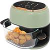 WINPANG Friggitrice ad aria calda con finestra e touchscreen, 1350 W, capacità 4 l, temperatura 80 - 190 °C, in vetro temperato e ABS, colore verde, ideale per cucina familiare e impiegati in ufficio