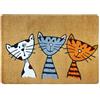deco-mat Zerbino per corridoio, bagno, interni ed esterni, antiscivolo e lavabile, pratico, motivo: gatti, Beige, 50 x 70 cm