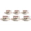 COSE DA CASA Set 6 Tazzine da Caffè completo di piattino in fine porcellana bone china natale con scatola idea regalo bordi smerlati decorzioni natalizie eleganti e particolari