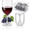 CIYIN Bicchieri Vino Plastica, 2 Pezzi Calici Vino Rosso 200ml, Bicchieri Da Vino Portatili, Calici Vino Plastica Rigida Lavabili, con Borsa e Scatola, BPA-Free, per viaggi, campeggio, attività