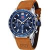 KXAITO Orologio sportivo analogico da uomo, orologio militare per esterni, a LED, cronometro, digitale, elettronico, grande, doppio schermo, impermeabile, tattico, da uomo, 0403 g Blu, L, Cronografo