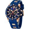 KXAITO Orologio sportivo analogico da uomo, orologio militare per esterni, a LED, cronometro, digitale, elettronico, grande, doppio schermo, impermeabile, tattico, da uomo, 0349 g blu e oro, L