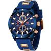 KXAITO Orologio sportivo analogico da uomo, orologio militare per esterni, a LED, cronometro, digitale, elettronico, grande, doppio schermo, impermeabile, tattico, da uomo, 0089 g Blu, L, Cronografo