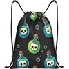Generic Green And Blue Skull Filled Bottles with Bubbles Zaino con Coulisse Traspirante Borsa con Coulisse Resistente Sacca Zainetto per Viaggio Vacanze Scuola 39X46Cm