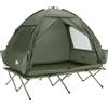 SoBuy Lettino da campeggio Verde Brandina da campeggio Tenda da esterno con gancio per lampada e tasche porta scarpe Tenda 3 in 1 Verde