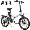 AOIHO Bici Elettrica, 20/14 Bici Elettrica Pieghevole da 48V/36V Batteria, Autonomia di 45-100KM, Motore 250W, EBike Adulto con Display LCD, Design Pieghevole Leggero, EBike Per Pendolari Urbani