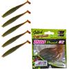 SEABUZZ Set di esche da pesca in gomma, 5 pezzi x 82 mm, esche in gomma per pesce gatto e lucioperca e luccio, per trote e pesce persico, set da pesca per acqua dolce e salata (Clear Gold Seed)