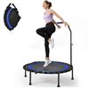 CUPCHID Trampolino pieghevole per interni, diametro 101 cm, silenzioso e stabile, portata fino a 150 kg, maniglia regolabile in altezza, mini trampolino per adulti (blu)
