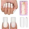 NOVO OVO Medium Sharp Square Nail Tips Press on Pure Color Milky White,Extra Spesse NEED Builder Gel & Top Coat & Colla, Soft Gel Matt Extension per fai da te, 15 misure, 180 pezzi