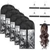 XINGYATU 5 sacchetti extension per capelli per parrucche antipolvere per parrucche con ferretto, 60 cm / 23,6 pollici, custodia per extension per parrucche, colore nero