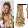 Cybelleza 50cm Extension Coda Finta Capelli Ricci Coda di Cavallo Extension Coda Capelli Sintetici Ondulati Naturali Lunghi Ponytail Wrap Around Posticci Mossi, Sandy Blonde & Biondo