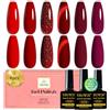 YSUVIN Smalto per unghie UV, 6 colori, rosso, viola, giallo, soak off, per principianti, fai da te, nail art, per manicure, lunga durata, 8 ml