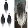 Cybelleza 65cm Extension per Treccine Africane Capelli Finti per Treccine EZ Pre Stretched Braiding Hair Pre Allungato Stirato Yaki Capelli Sintetici Lunghi Afro Trecce 3 Ciocche, Nero & Grigio