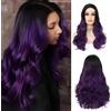Siudus Parrucche ondulate lunghe da donna viola Ombre sintetico naturale ricci nero a viola parrucca per Halloween uso quotidiano