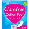 Carefree Cotton Feel - Set di 56 inserti in cotone senza profumo, grado di assorbimento due, taglia normale, confezione da 56 pezzi