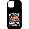 Maine Coon Cat Lover Home Retro Sunset Custodia per iPhone 14 Casa è dove il mio Maine Coon è amante dei gatti