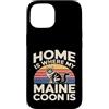 Maine Coon Cat Lover Home Retro Sunset Custodia per iPhone 15 Casa è dove il mio Maine Coon è amante dei gatti