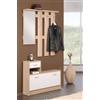 BellaHome Mobile da ingresso con specchio effetto quercia 100x25x180 cm