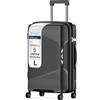 4FLY Valigetta rigida leggera da viaggio e set di valigie: trolley con serratura TSA, ruote doppie, manico telescopico in alluminio e doppia cerniera, beauty case, bagaglio a mano e bagaglio da lavoro