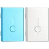 PATIKIL 2Pcs Porta Biglietti Da Visita, Custodia Scorrevole In Lega Di Alluminio Portatile Per Carte Di Credito E Documenti Uomini Donne (Blu/Argento)
