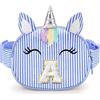 YOOLIFE Regalo di compleanno per ragazze e bambini, marsupio con iniziale, borsa a tracolla, Blu, UN, A