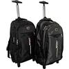 RHP Zaino con funzione trolley, con scomparto per computer portatile, per scuola, università, viaggi, gite o shopping, valigia da viaggio, Nero , 34.0 centimeters, Zaino trolley