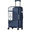 4FLY Valigetta rigida leggera da viaggio e set di valigie: trolley con serratura TSA, ruote doppie, manico telescopico in alluminio e doppia cerniera, beauty case, bagaglio a mano e bagaglio da lavoro