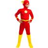 Funidelia Costume Ufficiale di Flash Deluxe per bambino, Include tuta, guanti, cappuccio con ali e copristivali, Supereroi, DC Comics - Tenuta per bambini per Carnevale e Halloween - Taglia 7-9 anni