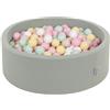 KiddyMoon Fodera con Cerniera per Piscina per Bambini 90X30cm/200 Palline, Salvia: Beige Pastello/Giallo Pastello/Bianco/Menta/Rosa Chiaro