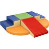 Wilwolfer Blocchi per Bambini in Schiuma Set: 6 Pezzi Pelle PU Set da Gioco Blocchi Morbidi per Bambini - Doppia Scala Percorso a Ostacoli per Infanzia per Soggiorno Cameretta e Asilo Nido(Classico)