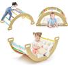 RELAX4LIFE Arco da Arrampicata per Bambini, Cavallo a Dondolo in Legno con Cuscino Morbido, Palestra Montessoriana per Bambini 3+ Anni (Colorato)