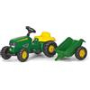 Rolly Toys 012190 - rollyKid John Deere (con rimorchio, sterzo a leva girevole, età 2,5 - 5 anni, gancio posteriore), verde, 134,0 x 52,0 x 47,0 cm
