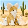 MorisMos Grande Volpe Fennec Peluche, Mamma Da 44 Cm Con 3 Cuddly Bambino All'Interno, Animale In Peluche, Kawaii Regali Per Bambini Deco Festa Di Compleanno