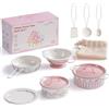 ROBUD Accessori da cucina per bambini, set da gioco, 8 pentole e padelle per bambini in metallo, cucina giochi, utensili da cucina, giochi di ruolo, giocattoli regalo per bambini dai 3 anni in su