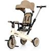 Palmitessa Triciclo Pieghevole per Bambini 1-4 Anni con Manubrio per Genitori - Bicicletta Evolutiva fino a 20kg - Monopattino Bambino Regolabile con Struttura Ergonomica, Beige (Premium)