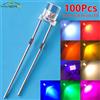 HVIERO 100 Pz F3 3mm 2 pin Lampadine LED Ultra Luminose Piatto Bianco Rosso Giallo Blu Verde Rosa Diodo Led Grandangolo Diodi Emettitori di Luce lampada