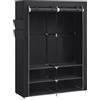 SONGMICS Armadio Porta Abiti, Armadio Portatile in Tessuto, 45 x 127 x 176 cm, 2 Barre Appendiabiti, Ripiani e 4 Tasche Laterali, Spazioso per Camera da Letto, Soggiorno, Nero