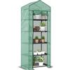 Outsunny Serra da giardino in PE con scaffali a 5 livelli, Serra da balcone, Telo rinforzato, Telaio in acciaio, Porta con cerniera, Avvolgibile, per fiori, piante e ortaggi, 69x49x cm, Verde