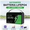 DATOUBOSS Batteria LiFePO4 a ciclo profondo Datouboss 12V 100Ah aggiornata con BMS integrato, alte prestazioni per applicazioni solari, inverter e HESS, 1280Wh