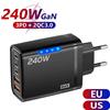 ZUIDID Stazione di Ricarica Rapida GaN da 240W a 5 Porte (3PD 2USB) per iPhone 17 16 15 Pro Samsung Xiaomi, Adattatore da Tavolo con Spina EU/US, Caricatore USB C