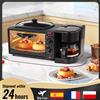 HGTUGO Macchina Elettrica per Colazione 3 in 1 220V, Mini Macchina per Caffè, Forno per Pane e Pizza, Piastra per Friggere, Tostapane