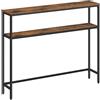 VASAGLE Tavolo Consolle, Tavolo Stretto a 2 Ripiani Portaoggetti, 20 x 100 x 80 cm, per Soggiorno, Corridoio, Ingresso, Marrone Vintage e Nero Inchiostro LNT131K01